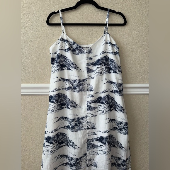 LIKE NEW 100% Linen Reformation Gisele Midi Dress Covina White Blue Size Small - Picture 12 of 13